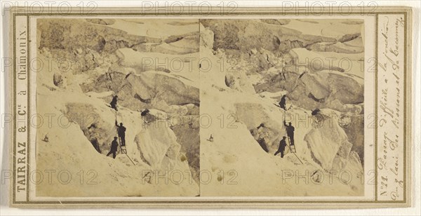 Passage difficile a la junction du glacee des Bassons et da Cacomey, sic, Tairraz & Cie; about 1865; Albumen silver print