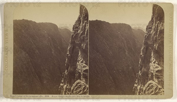Grand Canon of the Arkansas. Royal Gorge - walls 1500 feet in height; James T. Thurlow, American, 1831 - 1878, 1870s; Albumen