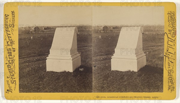 Gen. Armistead, Confederate, Marker, Bloody Angle; William H. Tipton, American, 1850 - 1929, active Gettysburg, Pennsylvania