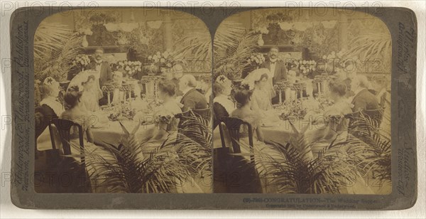 Congratulation - The Wedding Supper; Underwood & Underwood, American, 1881 - 1940s, 1901; Albumen silver print
