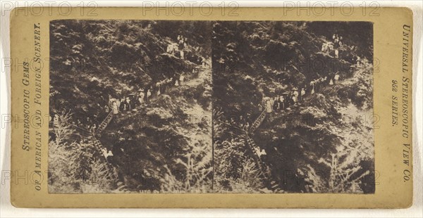 People walking down path of  glen; Universal Stereoscopic View Company; about 1880; Collotype