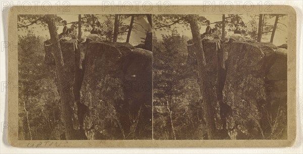 People sitting on large rocks in woods; Attributed to B. F. Upton, American, born 1818, active Minneapolis and St. Anthony