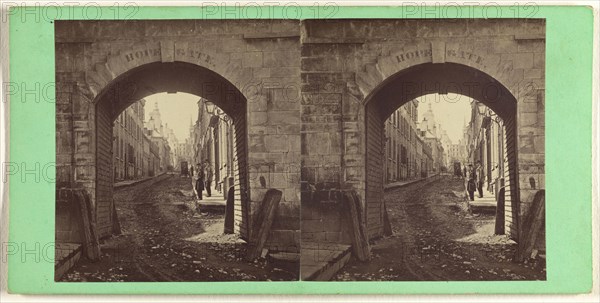 Holy Family Street, Looking Through Hope Gate; L.P. Vallée, Canadian, 1837 - 1905, active Quebéc, Canada, 1865 - 1875; Albumen