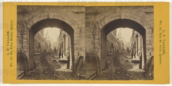 Holy Family Street, Looking Through Hope Gate; L.P. Vallée, Canadian, 1837 - 1905, active Quebéc, Canada, 1865 - 1873; Albumen