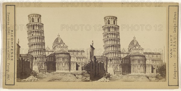 Pisa. Leaning Tower & East End of church; Enrico Van Lint, Italian, active Pisa, Italy 1850s - 1870s, about 1869; Albumen