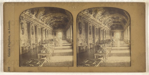 Galerie d'Apollon, au Louvre; F. Grau, G.A.F., French, active 1850s - 1860s, 1855 - 1865; Hand-colored Albumen silver print