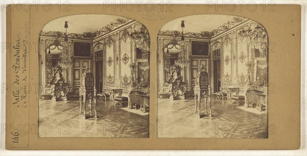 Salle des Pendules, Musee de Versailles, F. Grau, G.A.F., French, active 1850s - 1860s, 1855 - 1865; Hand-colored Albumen