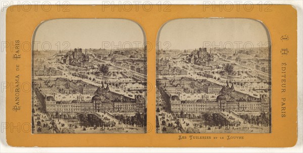 Panorama de Paris. Les Tuileries et Le Louvre; J. H., French, active 1870s - 1880s, 1860s; Hand-colored Albumen silver print