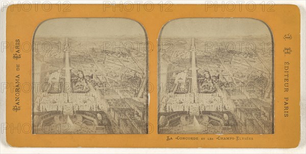 Panorama de Paris. La Concorde et Les Champs-Elysees; J. H., French, active 1870s - 1880s, 1860s; Hand-colored Albumen silver