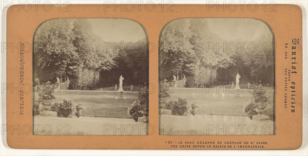 Le Parc Reserve du Chateau de St. Cloud, Vue Prise Depuis Le Balcon de l'Imperatrice; A. Hanriot, French, active 1880s, 1860s