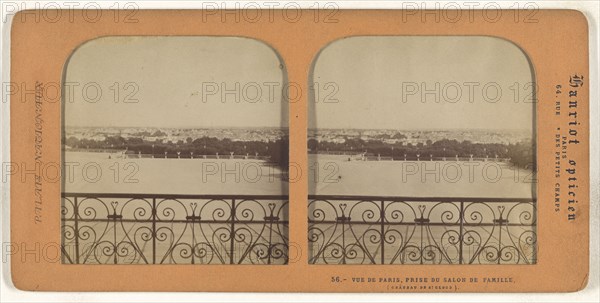 Vue de Paris, Prise du Salon de Famille, Chateau de St. Cloud, A. Hanriot, French, active 1880s, 1860s; Hand-colored Albumen