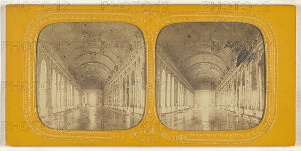 Galerie des Glaces, Versailles; Adolphe Block, French, 1829 - about 1900, 1860s; Hand-colored Albumen silver print