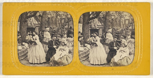 Genre street scene; E. Lamy, French, active 1860s - 1870s, 1860s; Hand-colored Albumen silver print