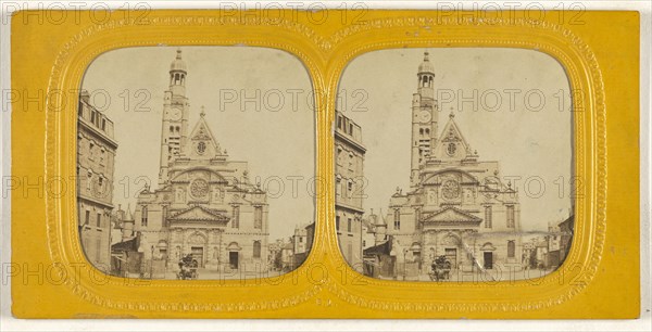 Eglise St. Etienne du Mont; E. Lamy, French, active 1860s - 1870s, 1860s; Hand-colored Albumen silver print