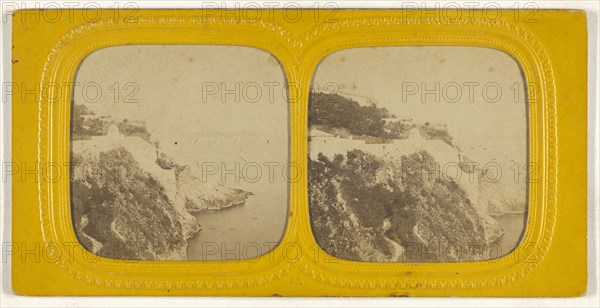 Cliff and body of water; E. Lamy, French, active 1860s - 1870s, 1860s; Hand-colored Albumen silver print