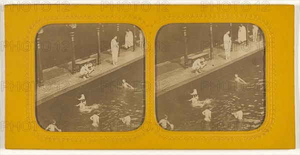 Public bath; about 1860; Hand-colored Albumen silver print