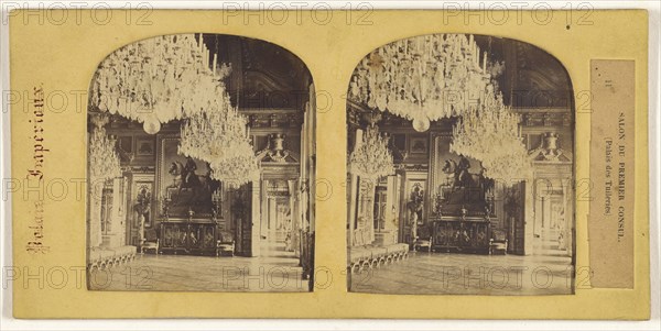 Palais Imperiaux. Salon du Premier Consul., Palais des Tuileries, French; about 1865; Hand-colored Albumen silver print