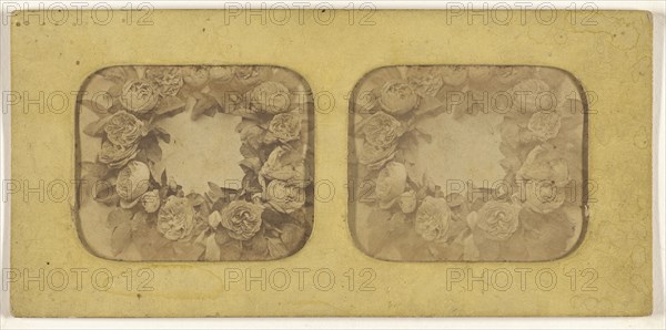 Wreath of flowers; about 1865; Hand-colored Albumen silver print