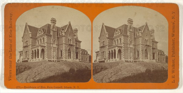 Residence of Hon. Ezra Cornell, Ithaca, N.Y; L. E. Walker, American, 1826 - 1916, active Warsaw, New York, about 1870; Albumen