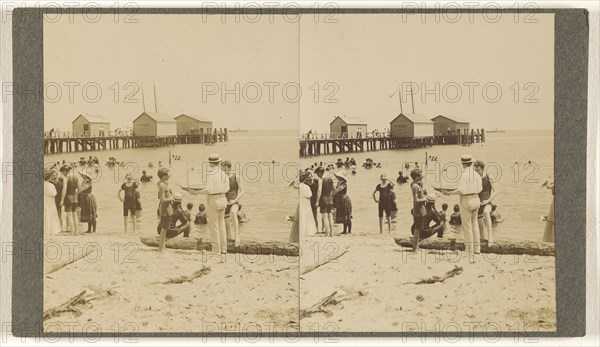 Colonial Beach, Va. Scene on the beach; Hanson E. Weaver, American, active 1860s - 1870s, about 1906; Gelatin silver print