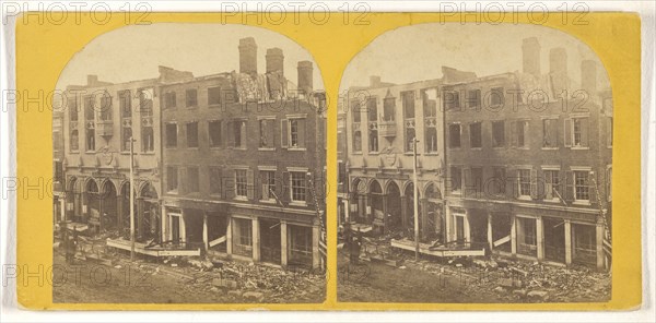 Ruins of Fire on Franklin Square; J. Weeks, American, active 1870s, about 1870; Albumen silver print