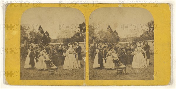 Party scene outdoors; about 1855 - 1860; Albumen silver print