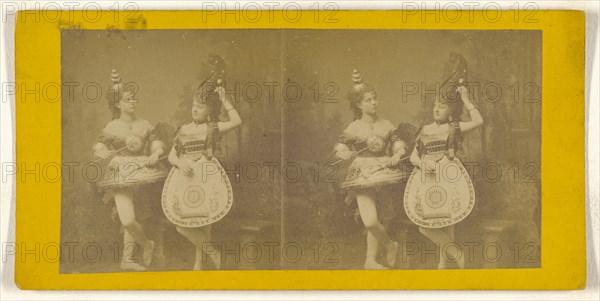 Women dressed in  instrument  costumes; about 1865; Albumen silver print