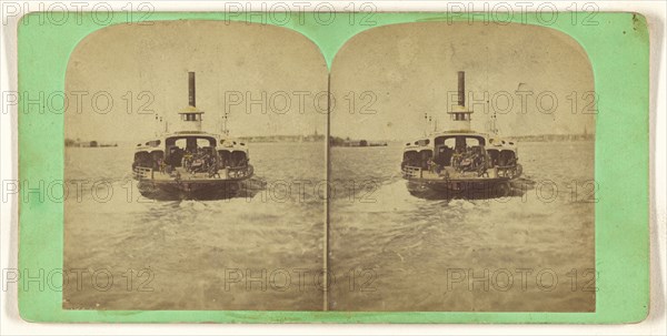 Brooklyn Ferryboat. N.Y; American; about 1870; Hand-colored Albumen silver print