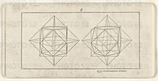 Optical illusion with stereoscopic effect; about 1860; Lithograph