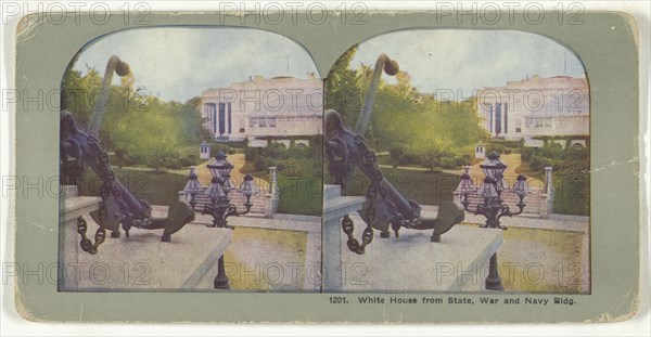 White House from State, War and Navy Building; American; about 1905; Color Photomechanical