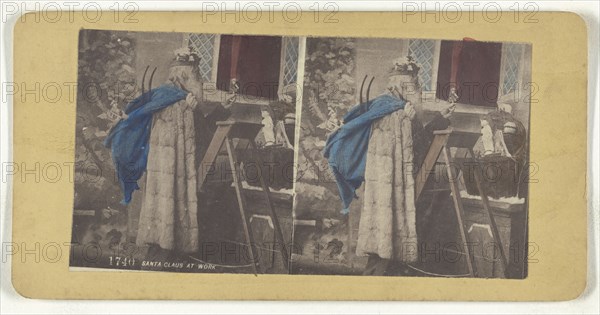 Santa Claus at Work; about 1890; Hand-colored collotype