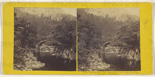 Beddgelert, Pon Aberglaflyn, from below the Bridge; British; about 1865; Albumen silver print