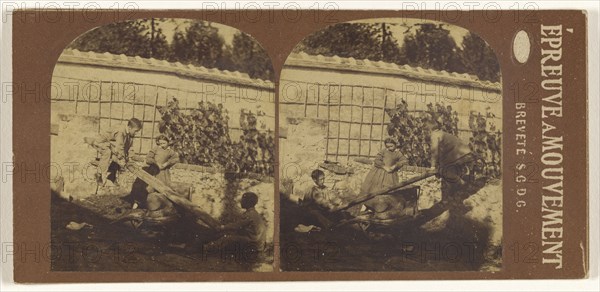 Children on see-saw; French; 1860s; Albumen silver print