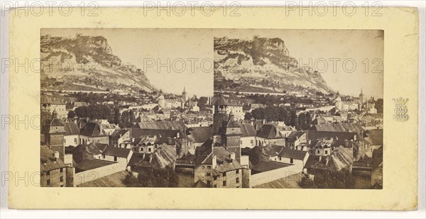 Le pont Belin et l'eglise Ste Anatoile a Salins, Jura, French; about 1865; Albumen silver print