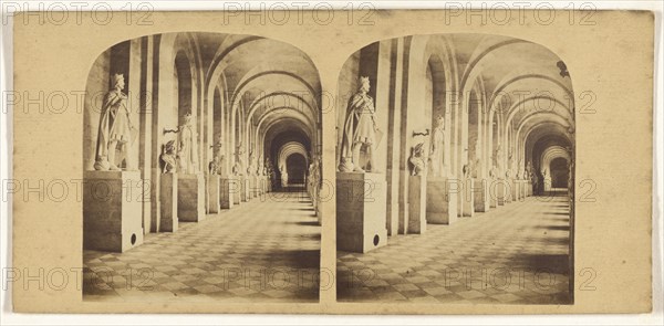 Galerie des Sculptures musee de Versailles; French; about 1860; Albumen silver print