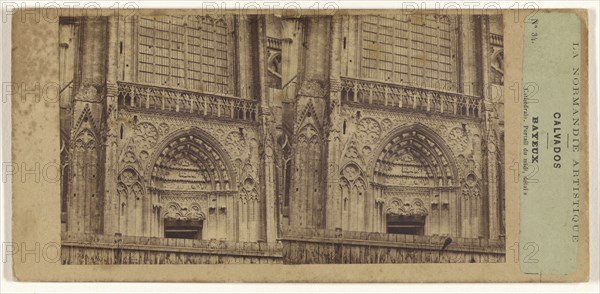 La Normandie Artistique. Calvados. Bayeux. Cathedrale, Portail du midi, details; French; about 1865; Albumen silver print