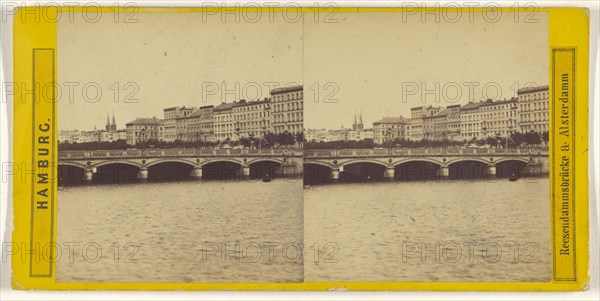 Hamburg. Reesendammsbrucke & Alsterdamm; German; about 1870; Albumen silver print