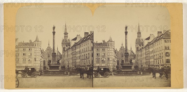 Marien Platz, Munich; German; about 1870; Albumen silver print