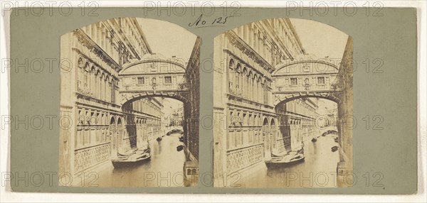 Bridge of Sighs, Venice, Italy; Italian; about 1865; Albumen silver print