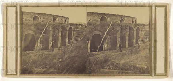 Exterior of Amphitheater, Pompei; Italian; about 1860; Albumen silver print