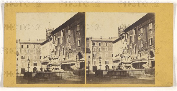 Piazza Netuno, Bologna; Italian; about 1869; Albumen silver print