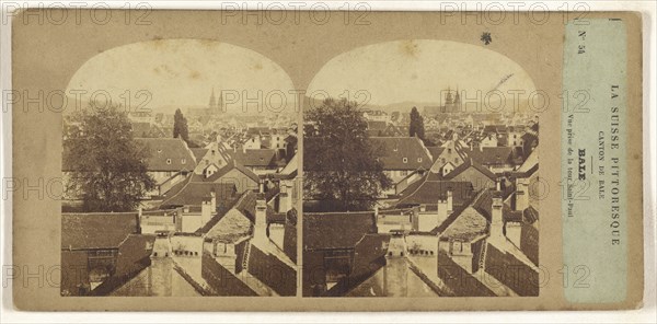 La Suisse, Switzerland Pittoresque. Canton de Bale. Bale. Vue prise de la tour Saint-Paul; about 1860; Albumen silver print