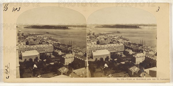 View of Montreal and the St. Lawrence. From the Cathedral; Canadian; about 1863; Albumen silver print