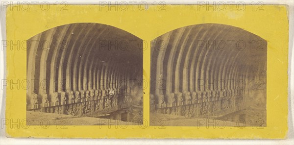 Cave of Ellora. Arched roof of the interior of the Cave of Visivakurma(?, about 1870; Albumen silver print