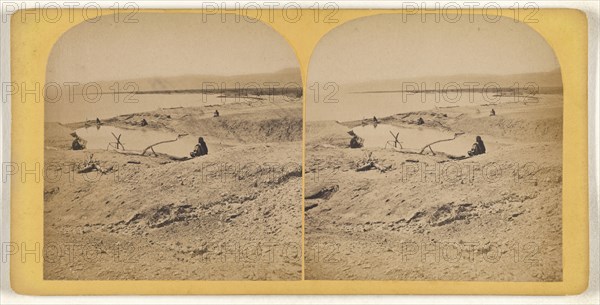 Men sitting by a body of water, possibly in the Middle East; about 1870; Albumen silver print