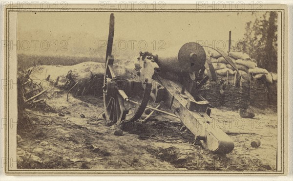 View of a destroyed cannon; McPherson & Oliver; about 1863; Albumen silver print