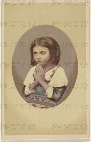 Little girl praying; Lorenzo Suscipi, Italian, born 1802, active Rome, Italy 1860s, about 1870; Hand-colored albumen silver