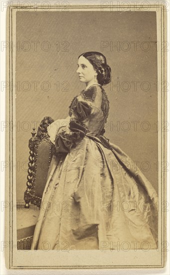 Full-length portrait of an  woman in profile; Charles DeForest Fredricks, American, 1823 - 1894, September 20, 1864; Albumen