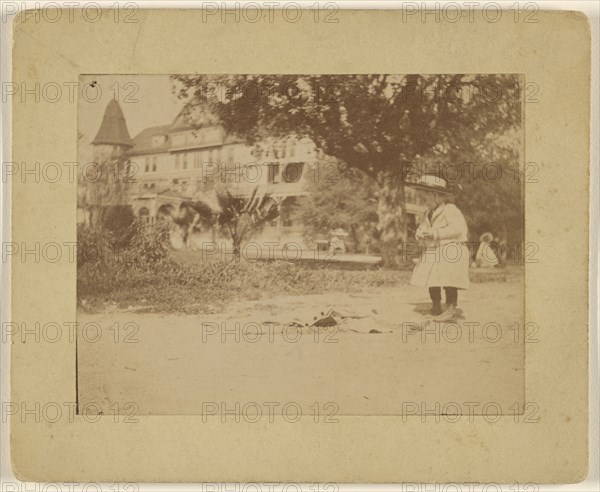 Gregory, baby in distance, San Gabriel, Cal. - 1892; American; 1892; Albumen silver print