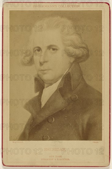 Richard Brinsley Sheridan., copy of a painting, Stroeffer & Kirchner, or Friedrich Bruckmann, German, 1814 - 1898, about 1880